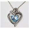 Image 1 : #4-STERLING SILVER SIMULATED AQUAMARINE HEART