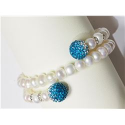 #6-FW PEARL BRACELET WITH CUBIC CRYSTAL BEADS