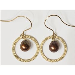 #23-10KT YELLOW GOLD FW PEARL EARRINGS