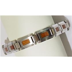 #25-STAINLESS STEEL WOOD INLAY BRACELET