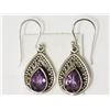 Image 1 : #42-STERLING SILVER AMETHYST EARRINGS