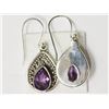 Image 2 : #42-STERLING SILVER AMETHYST EARRINGS