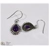 Image 2 : #47-STERLING SILVER AMETHYST EARRINGS
