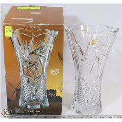 NEW PINWHEEL CRYSTAL VASE IN BOX, 25 CM