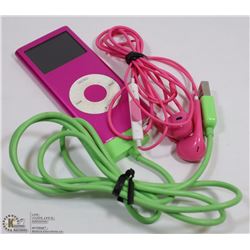 PINK 4 GB APPLE IPOD W/CHARGER & EARBUDS