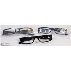 LOT OF 3 NEW READING GLASSES STRENGTH +2.00