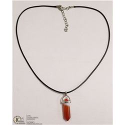 RED AGATE SEMI PRECIOUS STONE PENDANT W/
