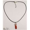 Image 1 : RED AGATE SEMI PRECIOUS STONE PENDANT W/