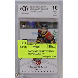 CONNOR MCDAVID DRAFT YOUNG STARS CARD GRADED 10