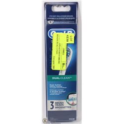 ORAL B REPLACEMENT BRUSH HEADS DUAL CLEAN