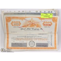 LOT OF 20 ASSORTED STOCK CERTIFICATES FROM 1960'S