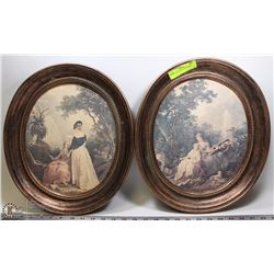 2 VINTAGE OVAL GOLD-TONED FRAMED