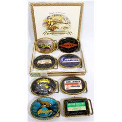 CIGAR BOX FILLED WITH VINTAGE OIL FIELD BELT