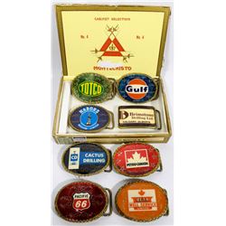 CIGAR BOX FILLED WITH VINTAGE OIL FIELD BELT