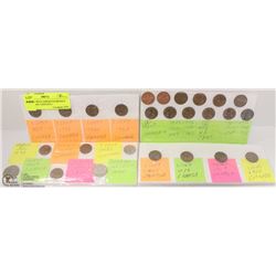 4 CARDS WITH ASSORTED MOSTLY CANADIAN COINS INCL