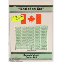 233) RCM "END OF AN ERA" 4 UNCUT ONE DOLLAR BILLS