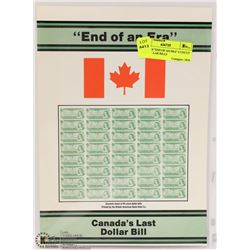 232) RCM "END OF AN ERA" 4 UNCUT ONE DOLLAR BILLS