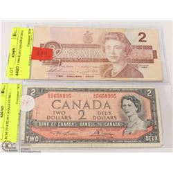 LOT WITH 1954 AND 1986 CANADIAN $2 NOTES