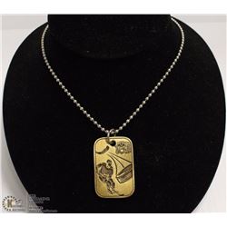 SOLID PEWTER HOCKEY DOGTAG W/CHAIN