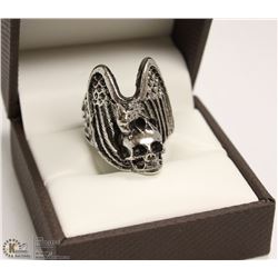 MEN'S EAGLE & SKULL HEAD RING - SIZE 9