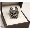 Image 1 : MEN'S EAGLE & SKULL HEAD RING - SIZE 9
