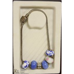 PANDORA STYLE BRACELET W/GLASS CHARMS