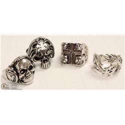 LOT OF 4 FASHION BIKER RINGS