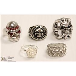 LOT OF 5 FASHION RINGS