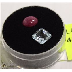 #71  NATURAL RED RUBY & BLUE TOPAZ GEMSTONE 5.5CT