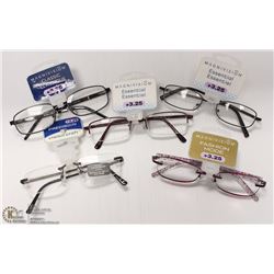 LOT OF 5 MAGNIVISION READING GLASSES STRENGTH +3.5