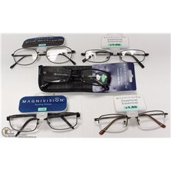 FIVE MAGNIVISION READING GLASSES STRENGTH +1.50