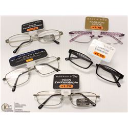 FIVE MAGNIVISION READING GLASSES STRENGTH +1.75