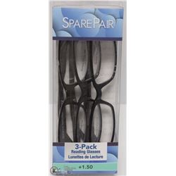 3 PACK OF READING GLASSES STRENGTH +1.50