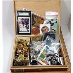 #6 - WOODEN CUBAN CIGAR BOX & CONTENTS