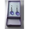 Image 1 : #21 - MAUVE HEART CRYSTAL DROP EARRINGS
