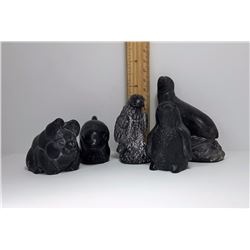 #25 - LOT OF 5 SOAPSTONE CARVINGS