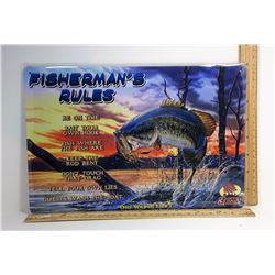 #4 FISHERMAN RULES TIN SIGN