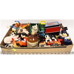 BOX OF ASSORTED COLLECTIBLES TONKA, DISNEY, LEGO