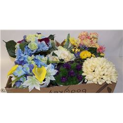 FLAT OF NEW HANDCRAFTED SILK FLORAL ARRANGEMENTS