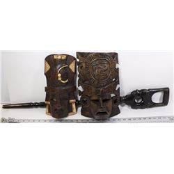 COLLECTION OF AFRICAN ITEMS INCL DETAILED WALKING