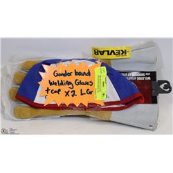 2 GANDER BRAND LEATHER WELDING GLOVES WITH CAP