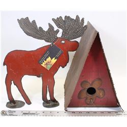 BOX W/DECORATIVE GARDEN METAL MOOSE