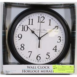 HERALD AND BARNES WALL CLOCK WITH BLACK FRAME