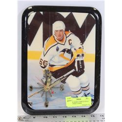 VINTAGE MARIO LEMIEUX WOOD GLAZED WALL CLOCK