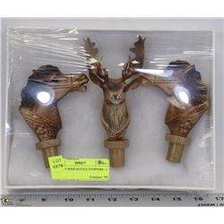 BOX W/3 WINE BOTTLE STOPPERS - 1 DEER
