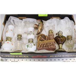 FLAT OF MINIATURE VINTAGE OIL LAMPS