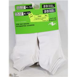 PACK OF 20 PAIRS OF ATHLETIC WORKS LOW CUT LADIES