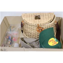 BOX W/WICKER OVER-THE-SHOULDER FISH