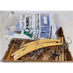 FLAT OF WOODEN HANGERS W/NEW