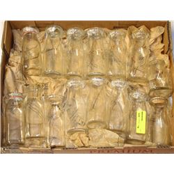 FLAT OF VINTAGE MINIATURE MILK BOTTLES